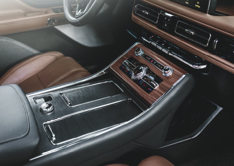 The front center console of a 2024 Lincoln Aviator® SUV is shown | West Point Lincoln of Sugar Land in Houston TX