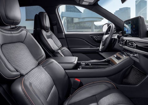 The interior of the 2025 Lincoln Aviator® SUV is shown with sleek black accents. | West Point Lincoln of Sugar Land in Houston TX