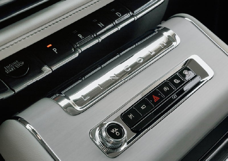 The piano key gear selector of a 2027 Lincoln Aviator® Back Label™ SUV. | West Point Lincoln of Sugar Land in Houston TX